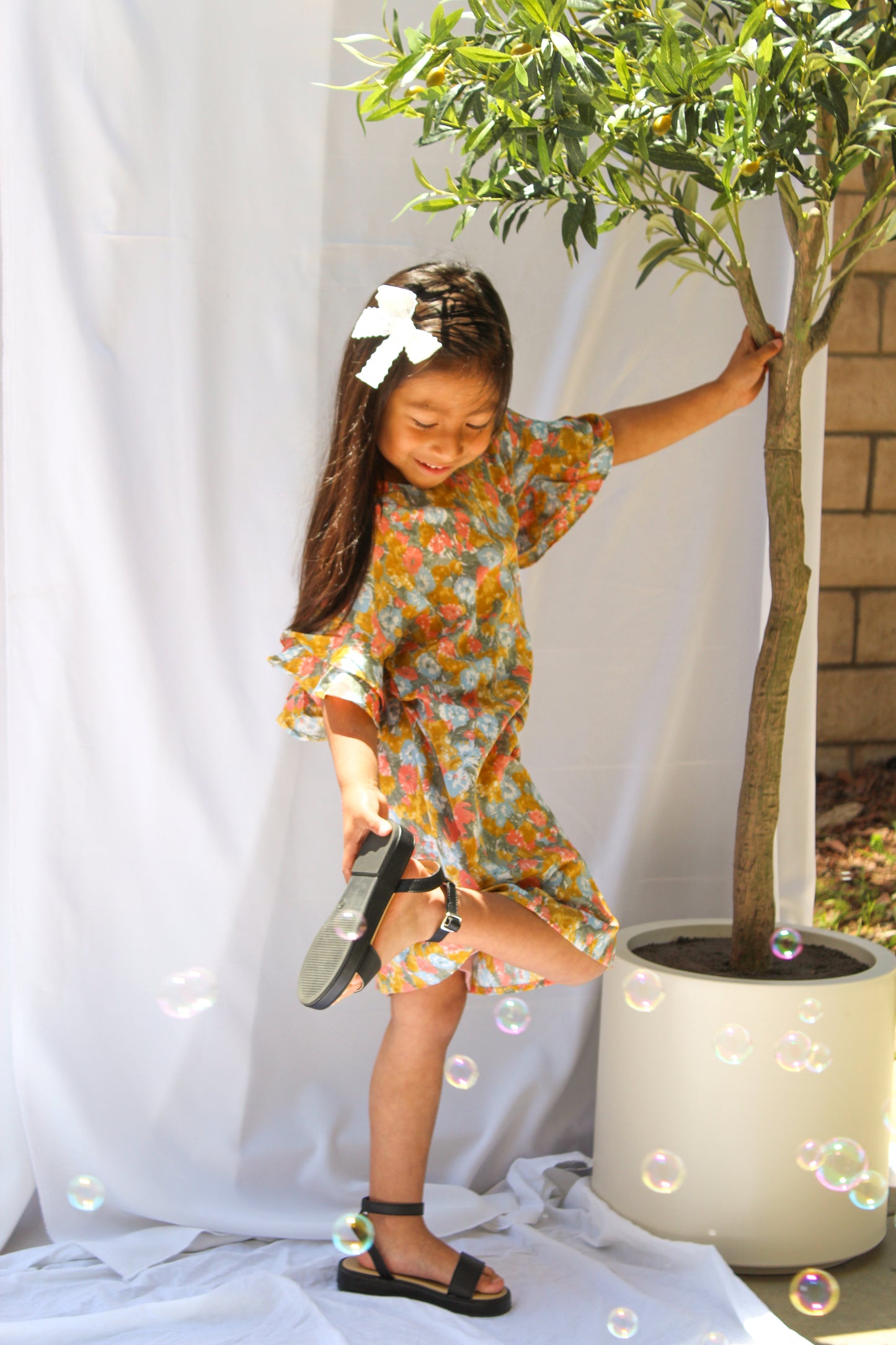 girl ruffle midi dress