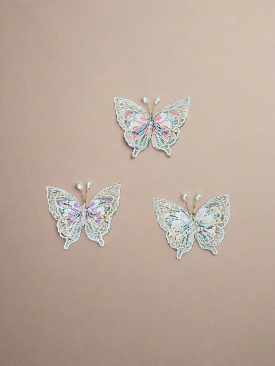 pearled butterfly clips