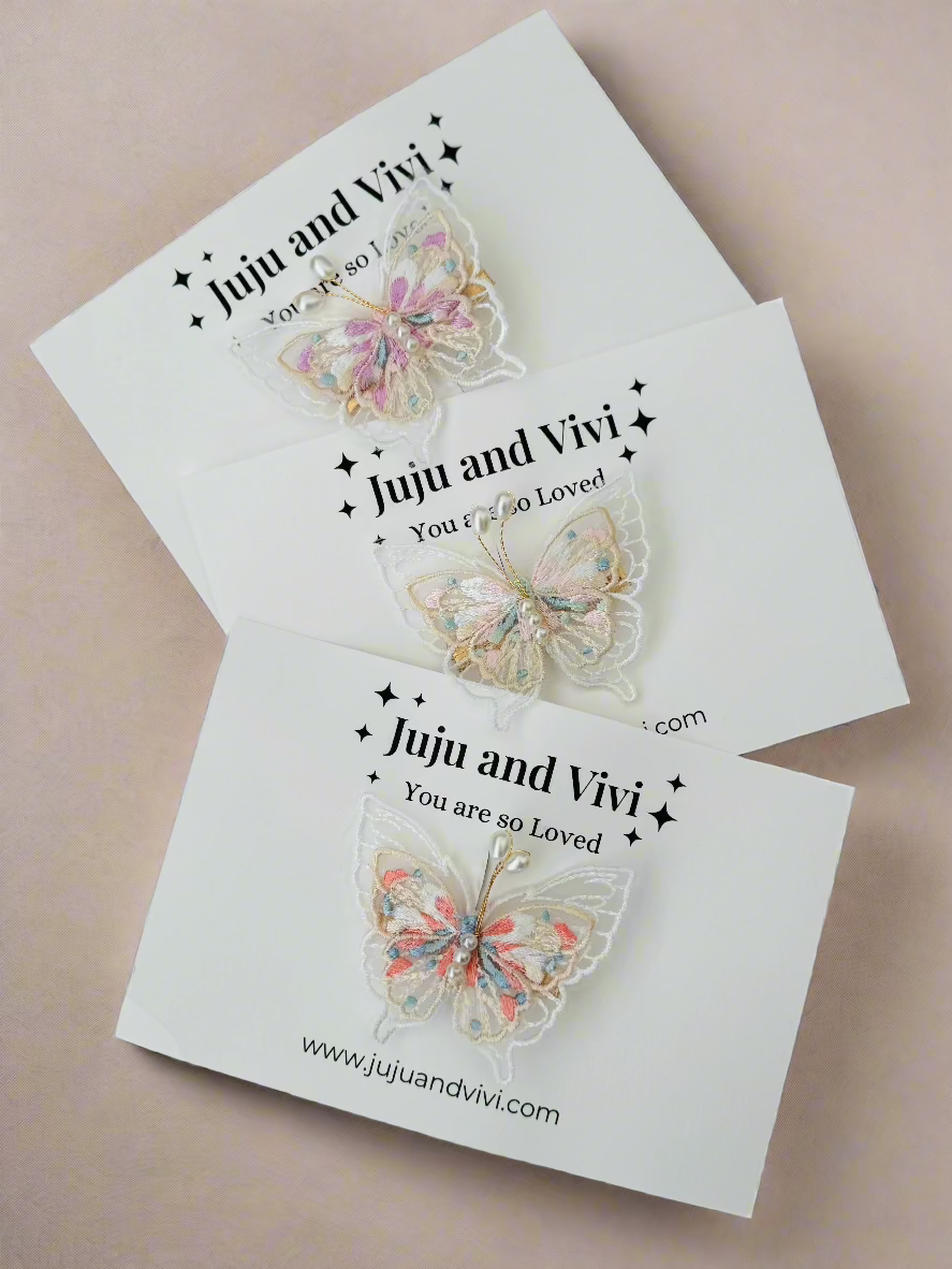 Pearled Butterfly Clip