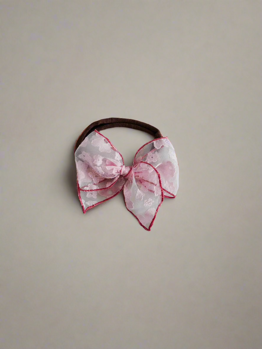 Pink flower baby nylon headband