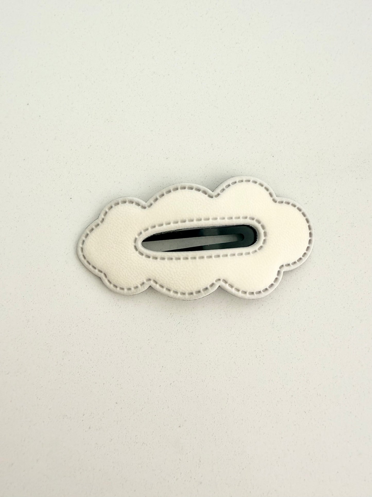The Ivory Cloud Clip | White Leather Hair Barrette for Little Girls