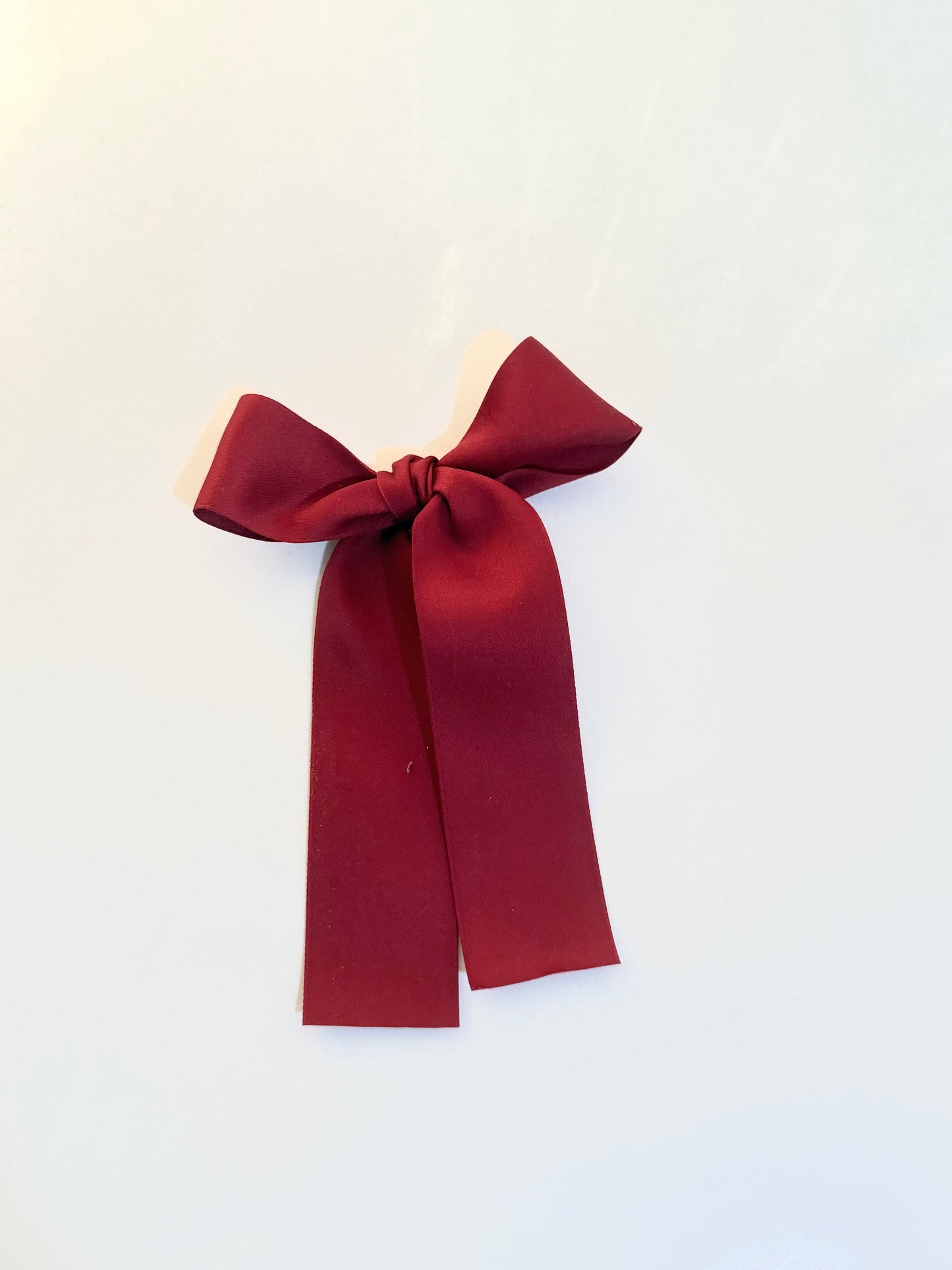 andmade burgundy long-tail hair bow for girls, toddlers