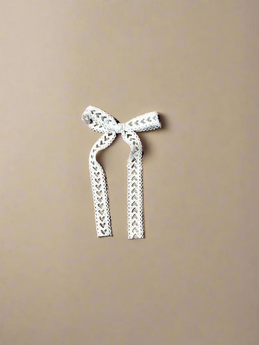 heart Lace long tail bow