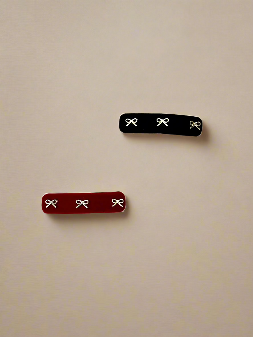 velvet hair snap clip with gold bow detail