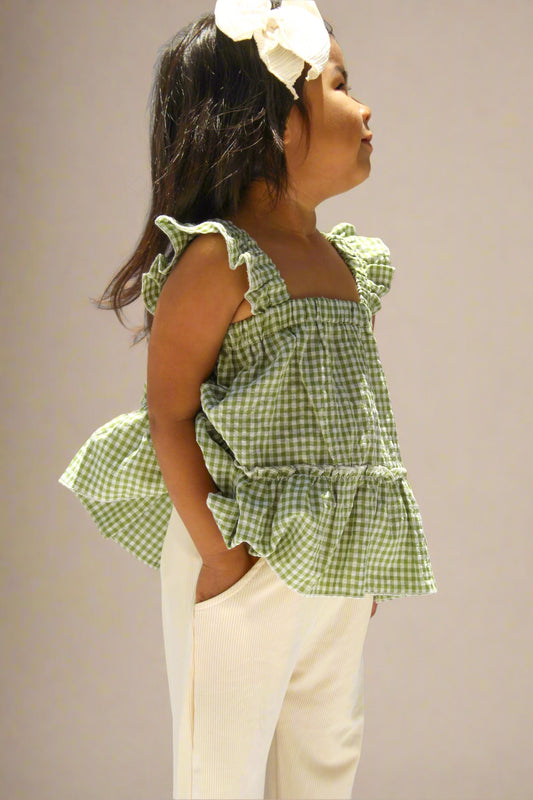 gingham shirt with pants set 