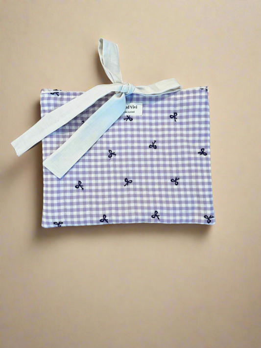 Purple embroidered Bow book sleeve 