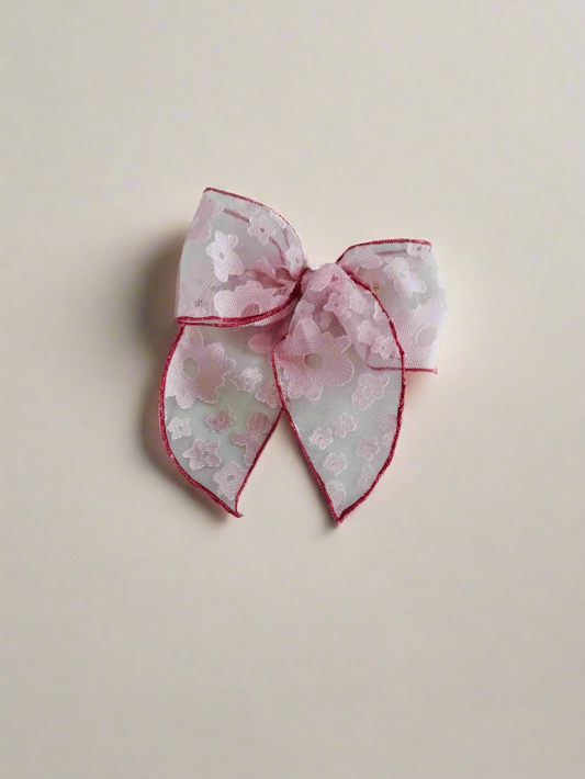 Pink flower hair bow 