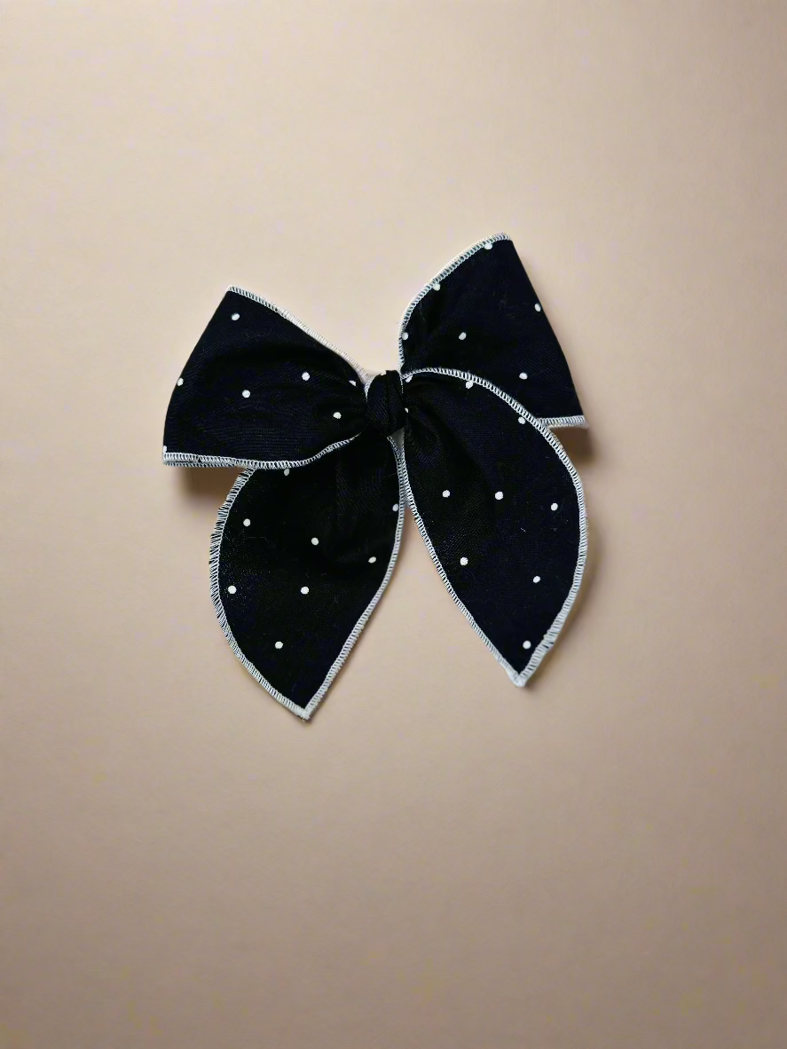polkadot  black fable bow