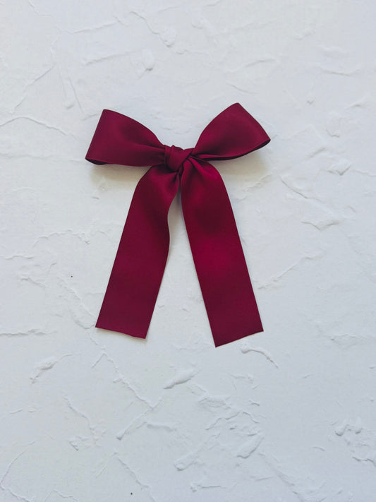 Solid red ribbon hair bow 