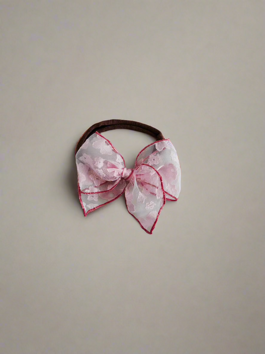 Pink flower baby nylon headband 