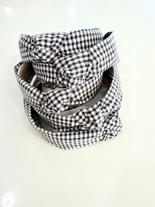 Cottage Gingham knotted headband, one size fits most toddlers to adults, soft and stylish hair accessory