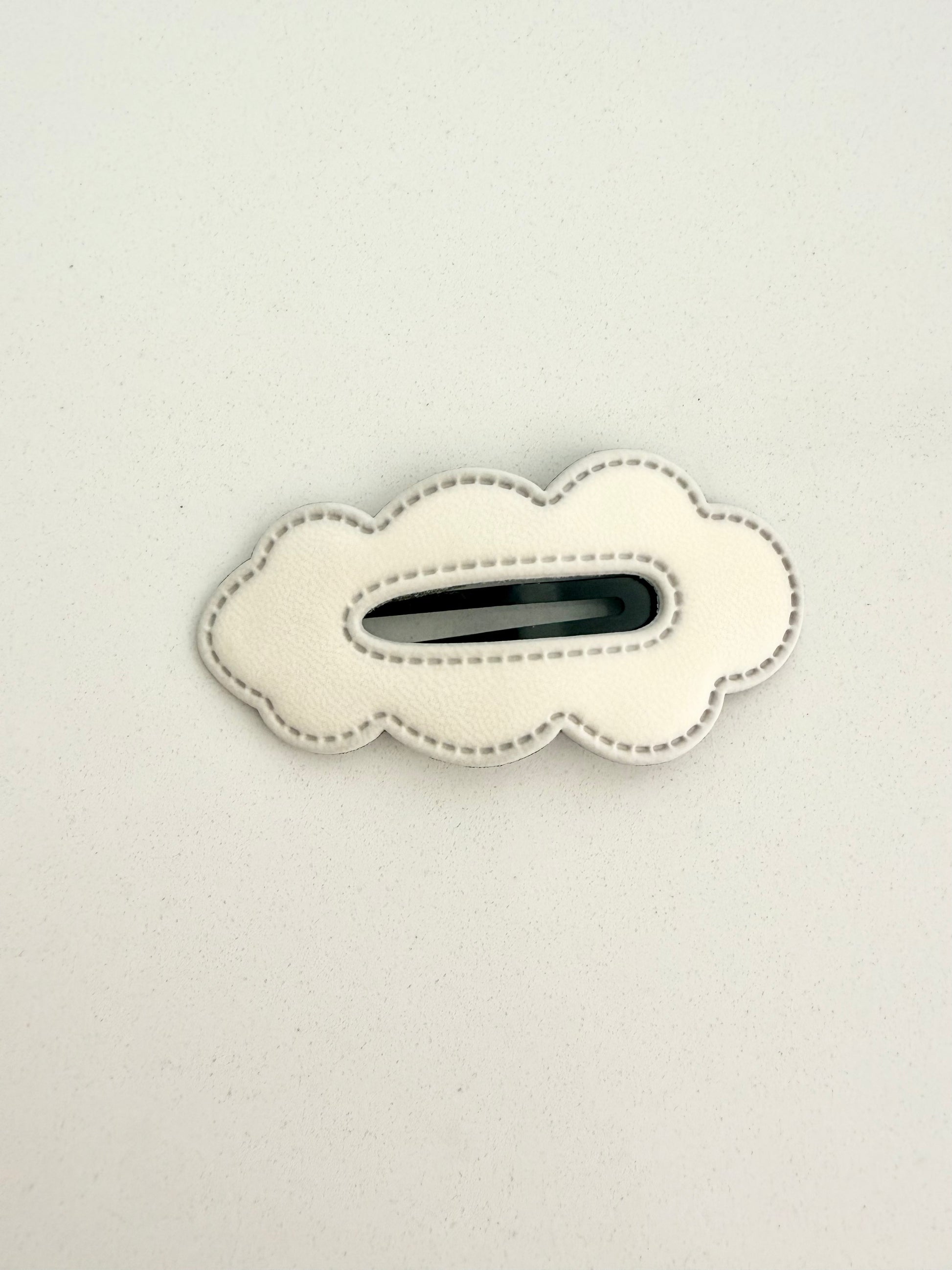 The Ivory Cloud Clip | White Leather Hair Barrette for Little Girls