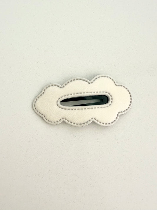 The Ivory Cloud Clip | White Leather Hair Barrette for Little Girls