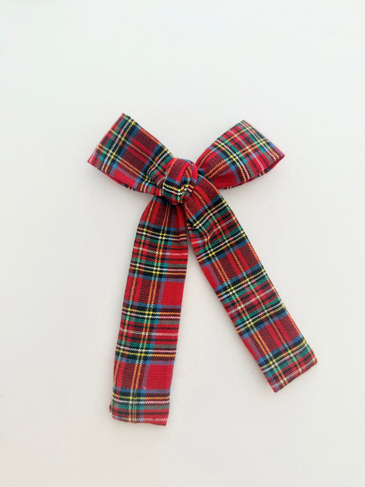 Plaid bow tie on a white background