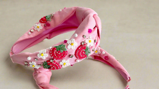 strawberry Beaded headband 