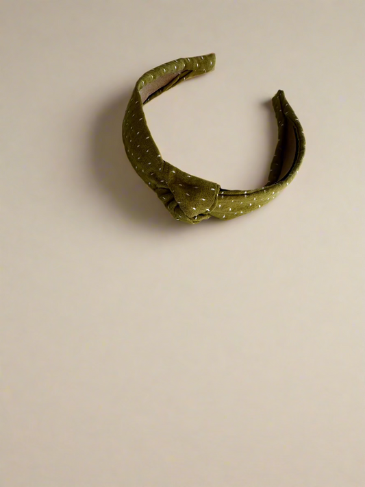 GREEN TEXTURED KNOTTED HEADBAND 