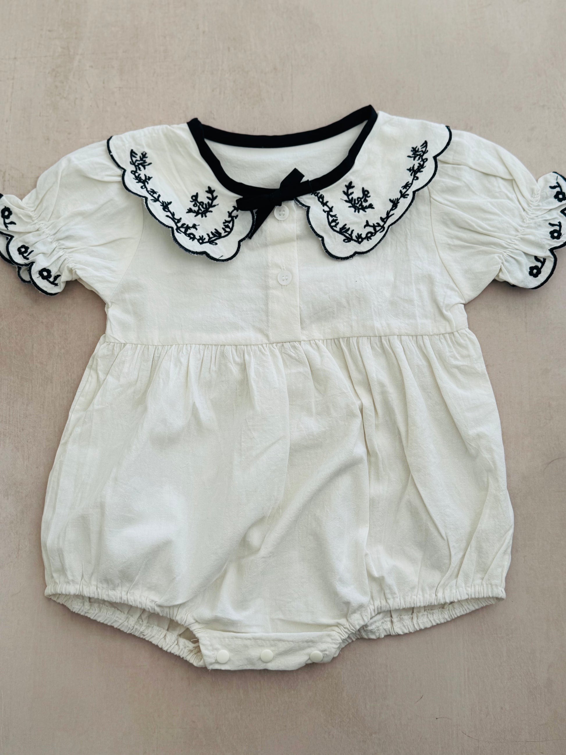 scalloped edge baby romper