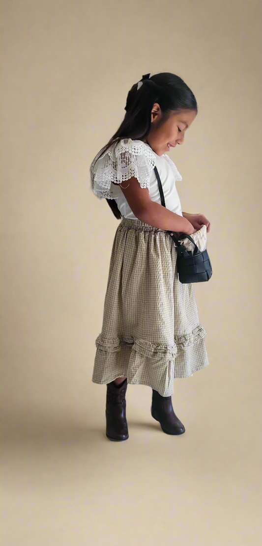 tiered  corduroy girl skirt