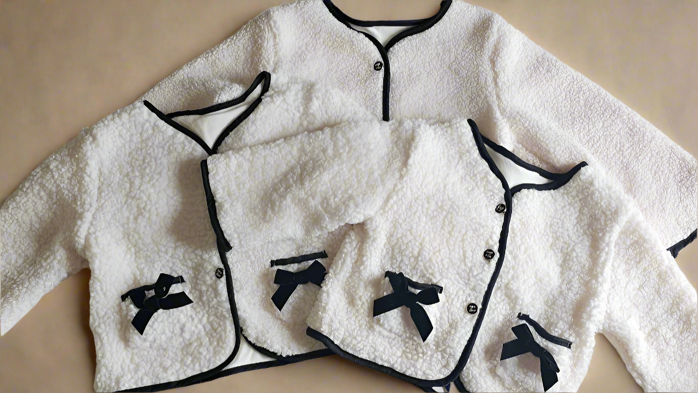 bow detail sherpa jacket