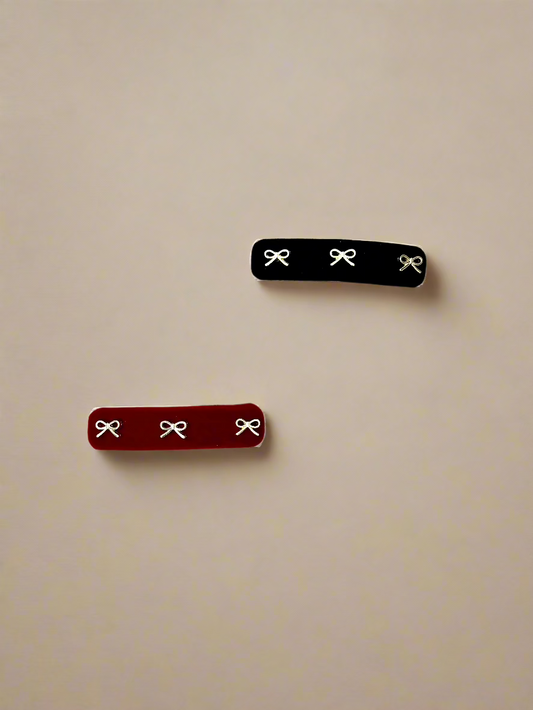 velvet  hair snap clip with gold bow detail